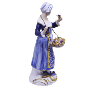 Porcellana Unterweissbach - Dama con cesto di fiori